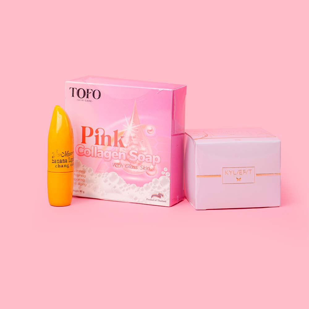 Sweet Magic Cream & Pink Collagen Soap With Banana Lip Balm Combo