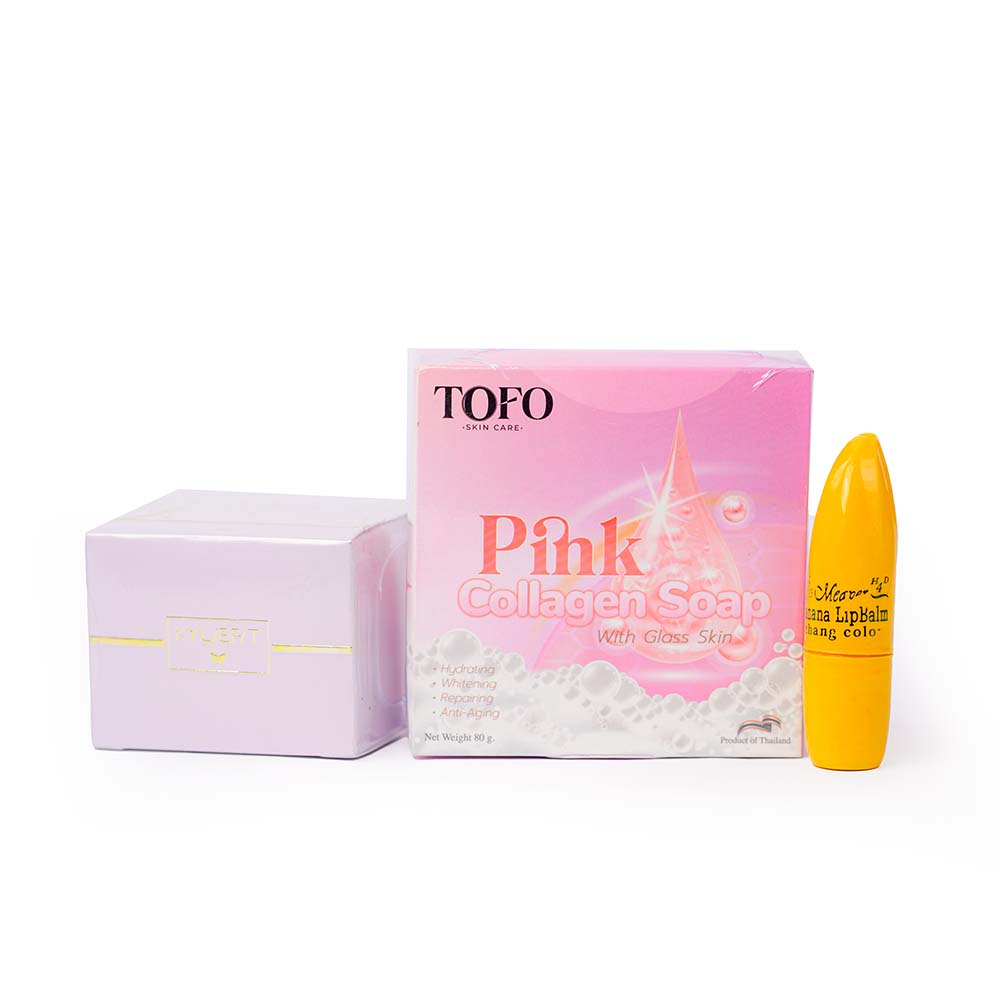 Sweet Magic Cream & Pink Collagen Soap With Banana Lip Balm Combo