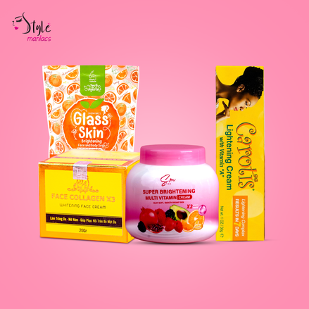 Collagen X3 Cream, Carotis Cream, Sm Multivitamin Moisturizer & 10x Glass Skin Soap