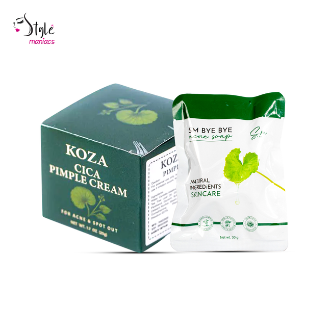 SM Bye Bye Acne Soap & Koza Cica Pimple Cream Combo - Style Maniacs