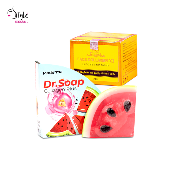 Face Collagen X3 Night Cream & Maderma Dr. Soap Collagen Plus Combo
