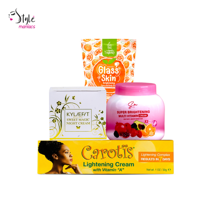 Sweet Magic Night Cream, Carotis Cream, SM Multivitamin Moisturizer & 10x Glass Skin Soap Combo