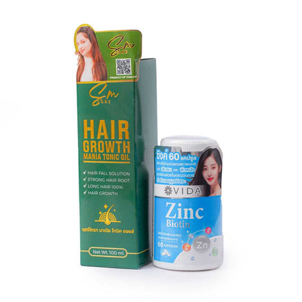 SM Mania Tonic Hair Oil & Zinc Biotin Capsule Combo