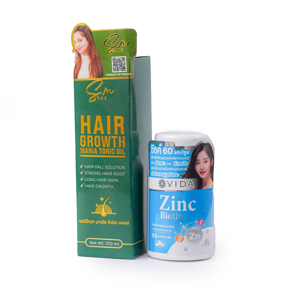 SM Mania Tonic Hair Oil & Zinc Biotin Capsule Combo