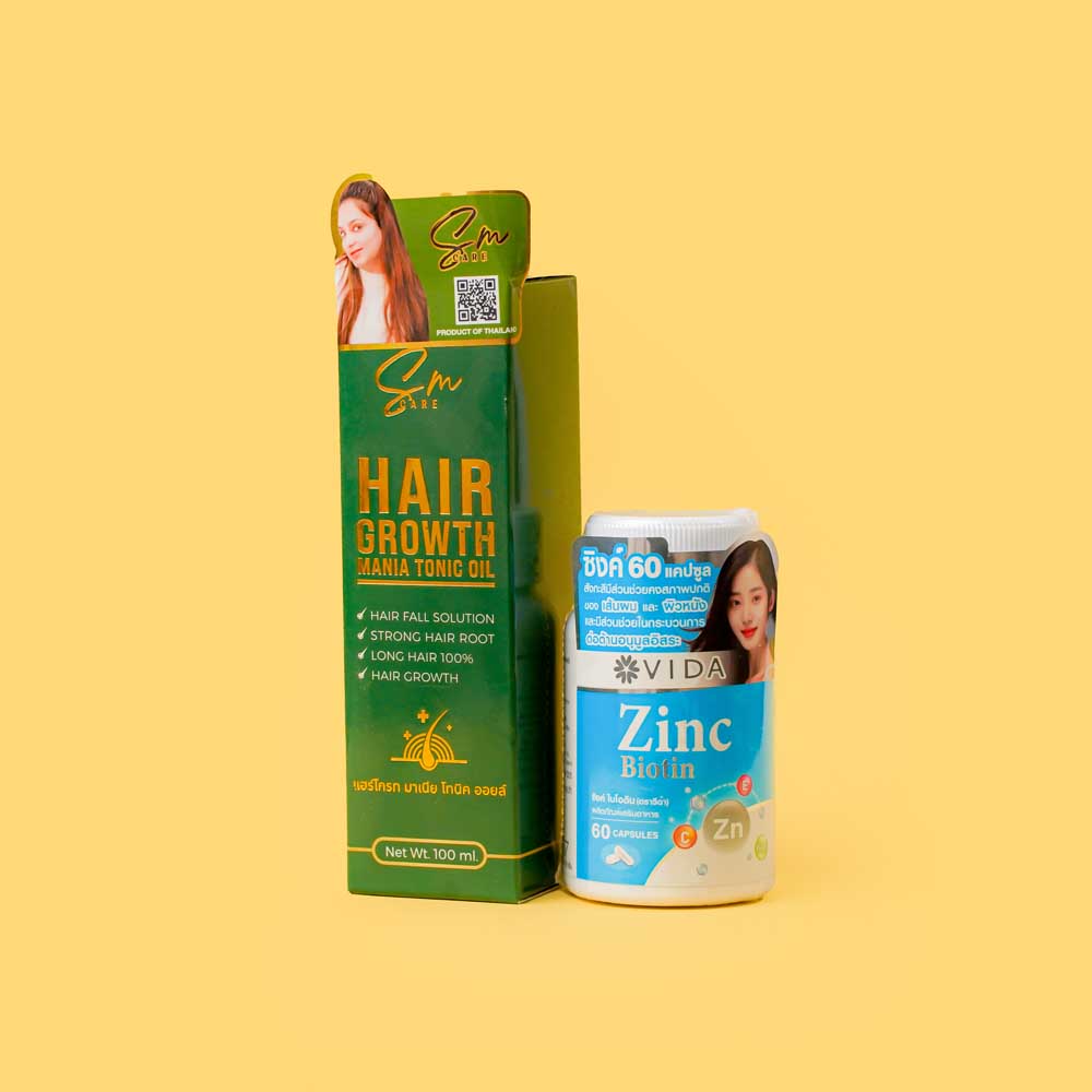 SM Mania Tonic Hair Oil & Zinc Biotin Capsule Combo