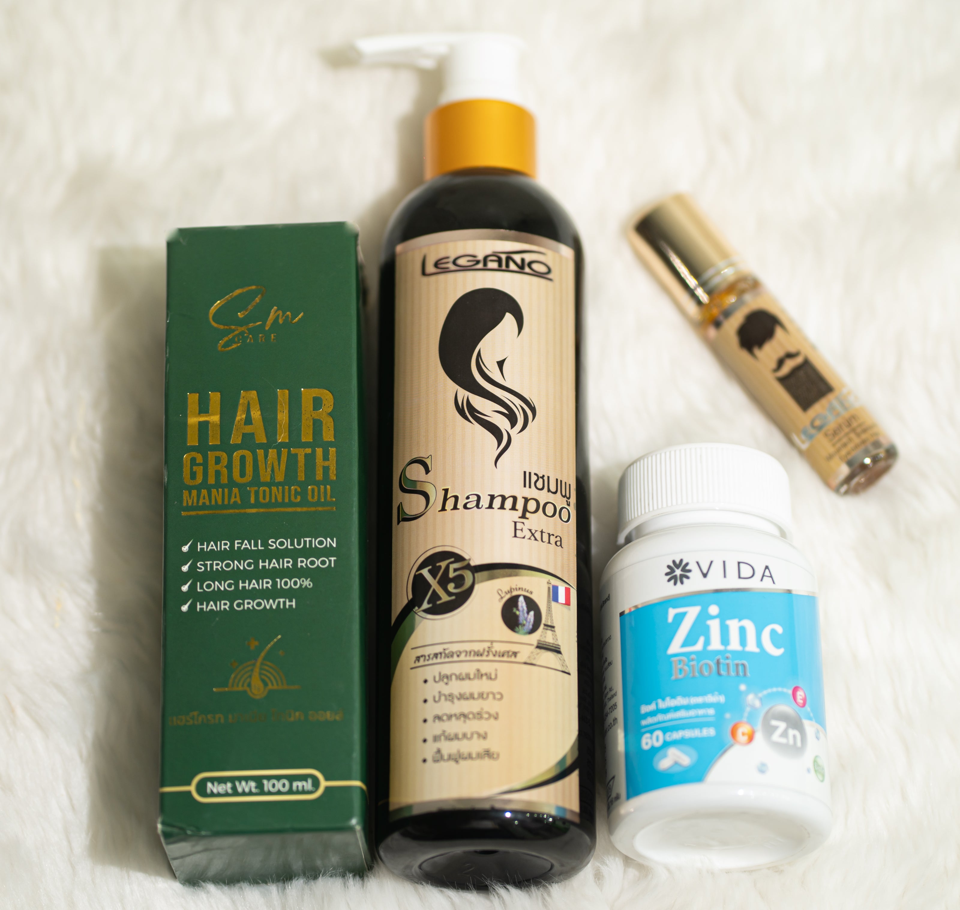 Legano Hair Shampoo & Serum + SM Mania Hair Tonic Oil + Zinc Plus Biotin Capsule Combo - Style Maniacs
