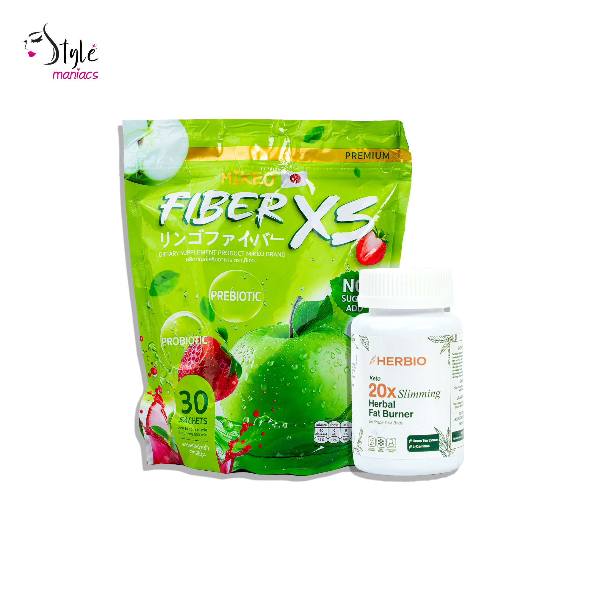 HERBIO Keto 20X Slimming Fat Burner & MIKEO Fiber XS Probiotic Combo