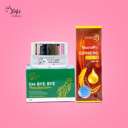 Ginseng Serum & SM Bye Medicated Acne Cream Combo