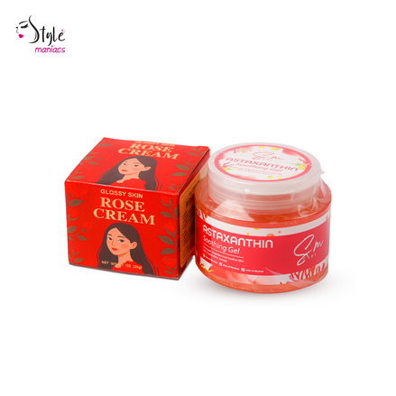 Glossy Rose Night Cream & Astaxanthin Soothing Gel Combo