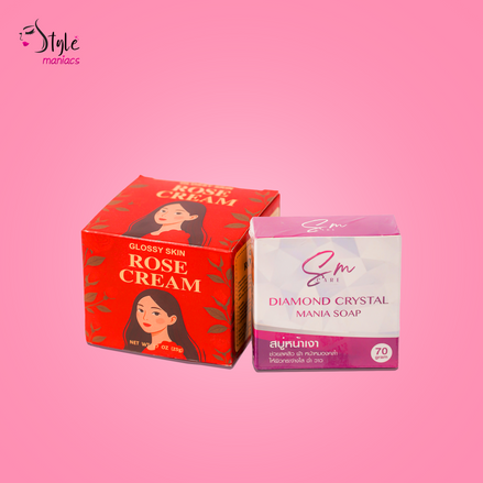 Glossy Skin Rose Cream & SM Diamond Crystal Soap Combo