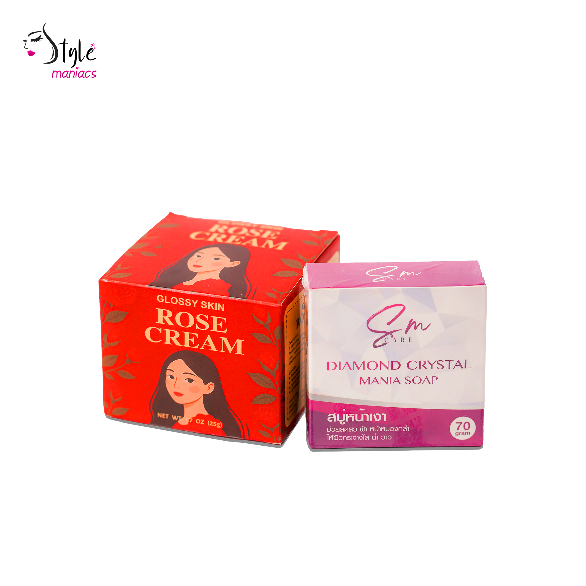 Glossy Skin Rose Cream & SM Diamond Crystal Soap Combo