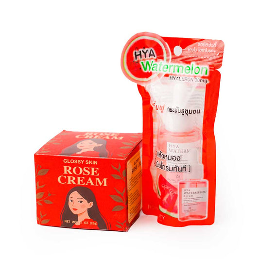 Glossy Rose Cream & Hya Watermelon Serum Combo