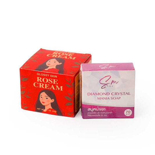 Glossy Skin Rose Cream & SM Diamond Crystal Soap Combo