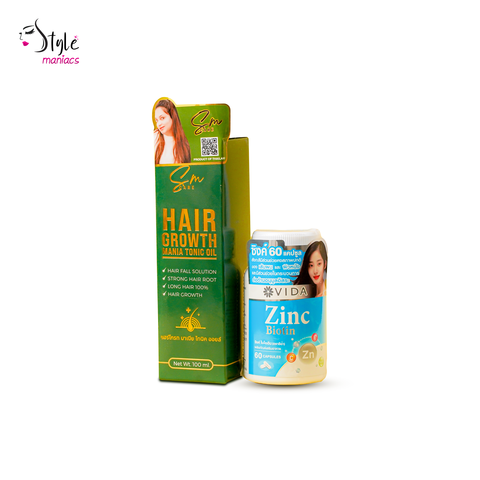 SM Mania Tonic Hair Oil & Zinc Biotin Capsule Combo