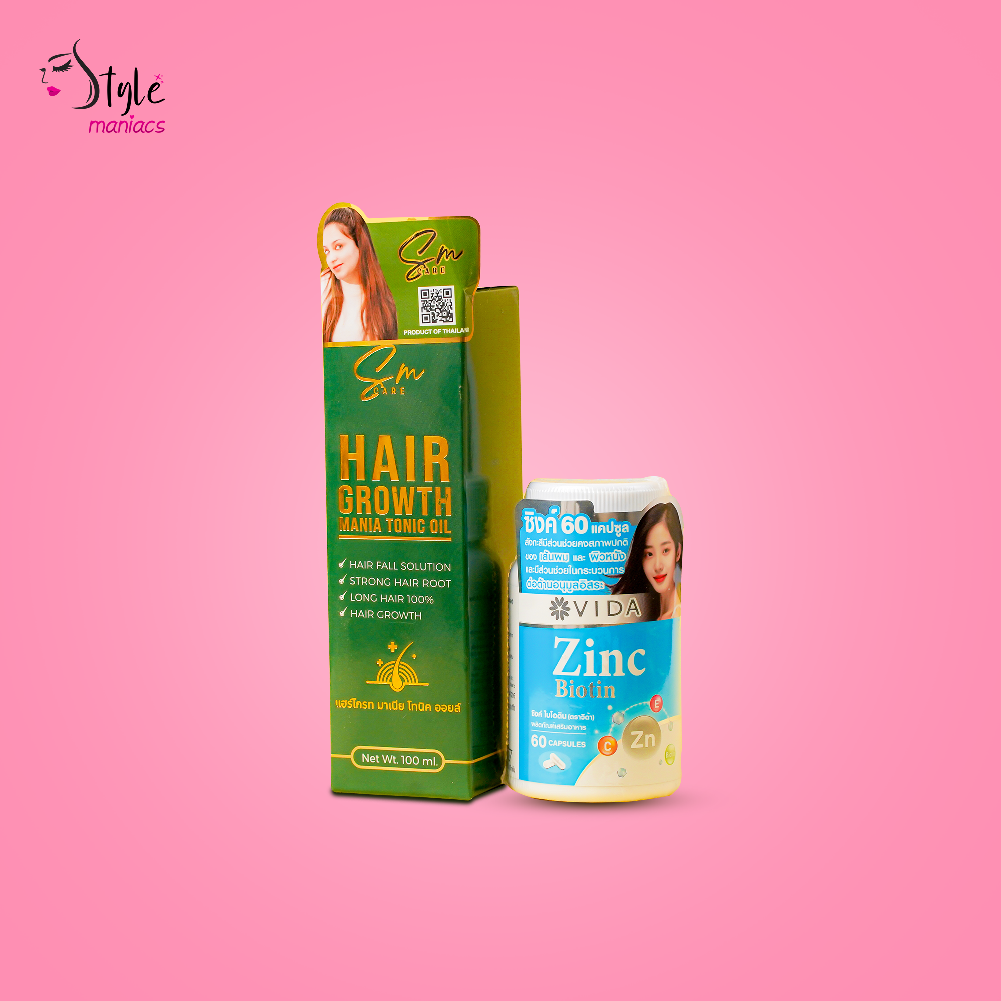 SM Mania Tonic Hair Oil & Zinc Biotin Capsule Combo