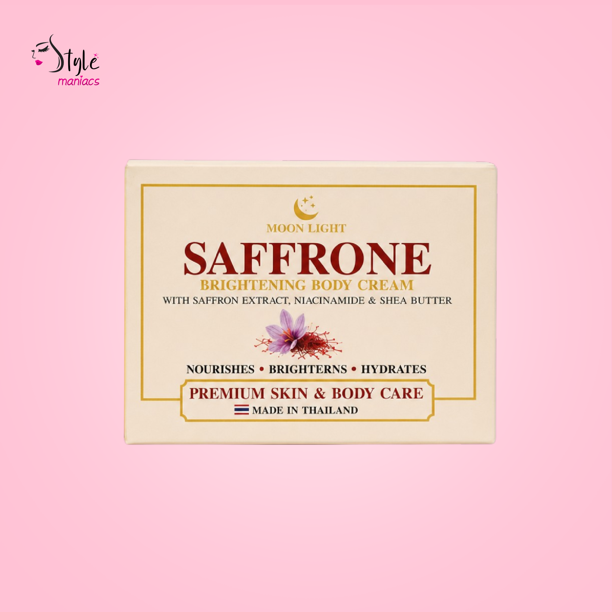 Moon Light Saffrone Brightening Body Cream 250g box with saffron extract niacinamide and shea butter, price in Bangladesh