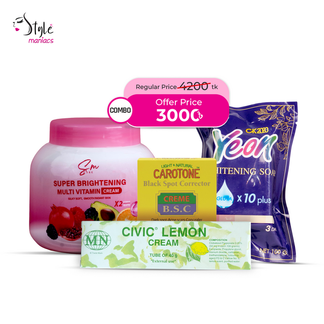Yeon Soap, SM Cream, Civic Lemon ও Carotone — ৪ পণ্যের বডি ব্রাইটেনিং কম্বো